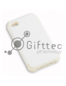 IPhone 4/4S - Белый пр/ударный чехол глянцевый пластик с БЕЛЫМ силикон.бампером (для 3D-машины вакуумной) 11007