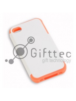 IPhone 4/4S - Белый пр/ударный чехол матовый пластик с РОЗОВЫМ силикон.бампером (для 3D-машины вакуумной) 11013