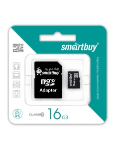 Карта памяти 16Gb micro SDHC Class10 +SDадаптер SmartBuy SB16GBSDCL10-01