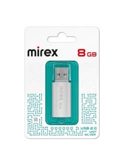 Флэш-карта 8Gb USB 2.0 Unit Silver Mirex 13600-FMUUSI08