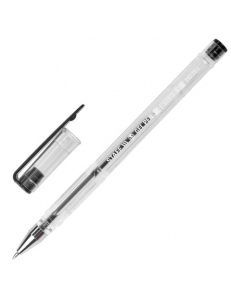 Ручка гелевая "STAFF "Basic" GP-789 черная, корпус прозрачный, узел 0,5 мм, линия письма 0,35мм 142789