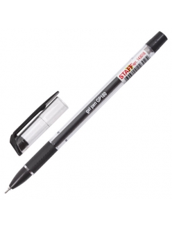Ручка гелевая "STAFF "College GP-180" черная, с грипом, корпус прозрачный, игольчатый узел 0,6мм, линия письма 0,3мм 143016