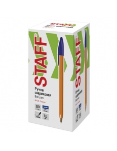 Ручка шариковая STAFF "Basic Orange BP-01 (1мм) синяя 143740