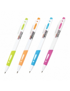 Ручка шариковая автоматическая "BP-16 White" (0,7мм) синяя, цветной корпус, грип STAFF 143749
