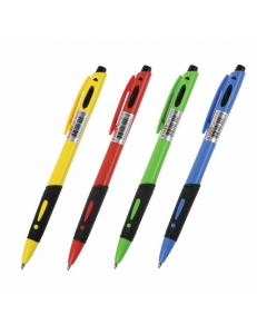 Ручка шариковая автоматическая "BP-16 Neon" (0,7мм) синяя, цветной корпус, грип STAFF 143750