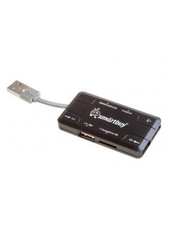 USB HUB + Картридер Combo черный <SBRH-750-K> SmartBuy SBRH-750-K