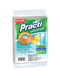 Салфетка для уборки Paclan "Practi" универсальная, вискоза, 38*38см, 3шт. <410018> Paclan 206842