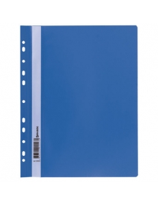 Папка скоросшиватель пластик. А4 180мкм синяя с перфорацией BRAUBERG 226583