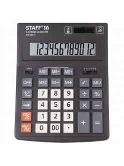 Калькулятор STAFF 12разр., настольный, двойное питание <STF-333> 200x154мм 250415