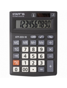 Калькулятор STAFF 10разр., настольный, двойное питание <STF-222> 138x103мм 250419