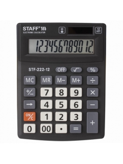 Калькулятор STAFF 12разр., настольный, двойное питание <STF-222> 138x103мм 250420