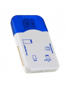 Картридер внешний <PF-VI-R010> SD/MMC/MicroSD/MS/M2 синий PERFEO PF-VI-R010