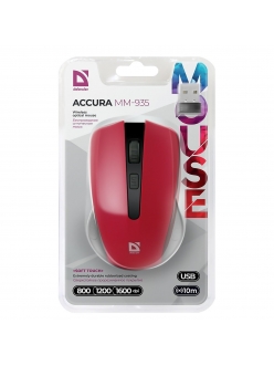 Мышь беспроводная красная <ACCURA MM-935> 4кн. USB Defender 52937