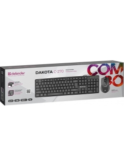 Набор Клавиатура+Мышь проводные <DAKOTA C-270 RU> черный DEFENDER 9833509