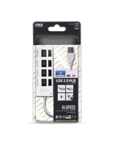USB HUB 4 порта белый USB 2.0 с выключателями <SBHA-7204-W> SmartBuy SBHA-7204-W