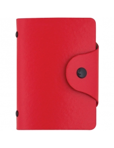 Визитница ( 40 визиток) карманная кожзам, кнопка, красный 80*110мм "OfficeSpace" 260778