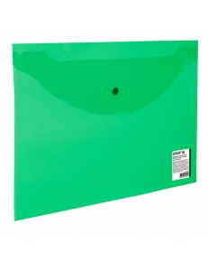 Папка-конверт на кнопке А4 150мкм зеленая "STAFF" 270468