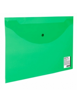 Папка-конверт на кнопке А4 150мкм зеленая "STAFF" 270468