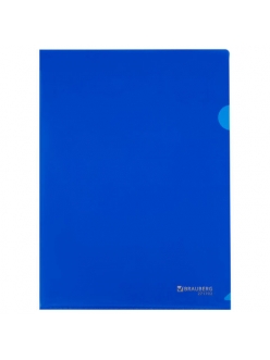 Папка-уголок А4 150мкм прозрачная синяя BRAUBERG EXTRA 271702