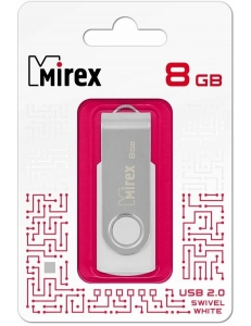 Флэш-карта 8Gb USB 2.0 Swivel Белая Mirex 13600-FMUSWT08