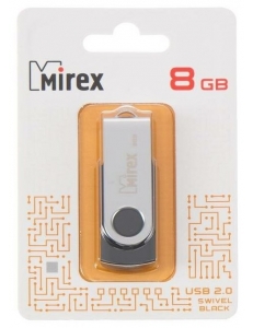 Флэш-карта 8Gb USB 2.0 Swivel Черная Mirex 13600-FMURUS08