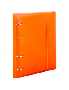 Тетрадь на кольцах А5 120л. (клетка) "Оранжевый" пластиковая обложка, с фиксирующей резинкой BRAUBERG 403571