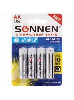 Батарейка SONNEN LR06/AA Аlkaline 4BL 451085