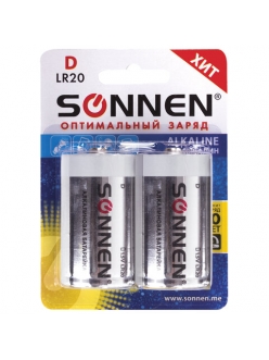 Батарейка SONNEN LR20 Аlkaline 2BL 451091