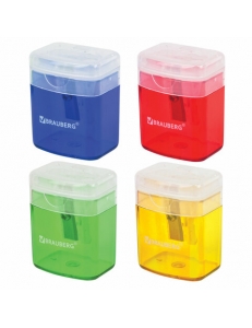 Точилка пластм.с контейнером, с крышкой, в упаковке с подвесом, ассорти "OfficeBox" "BRAUBERG" 2224941